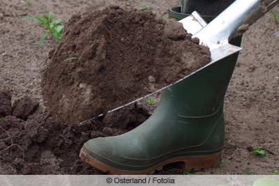 pflanzloch mit spaten ausheben