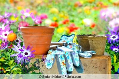 Kapkörbchen mit Gartenwerkzeug