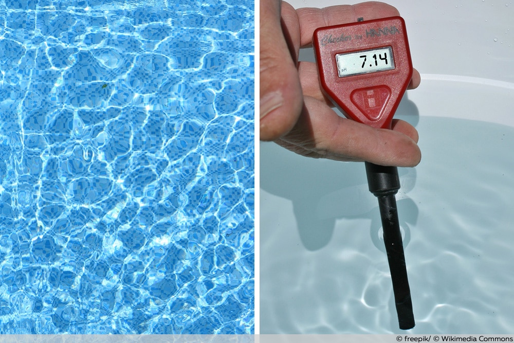 Pool und pH-Wert-Messer mit Optimalwert